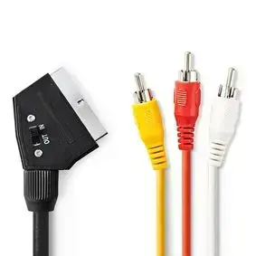 Cable SCART Male - 3x RCA Male Switchable 2.00 m, Black