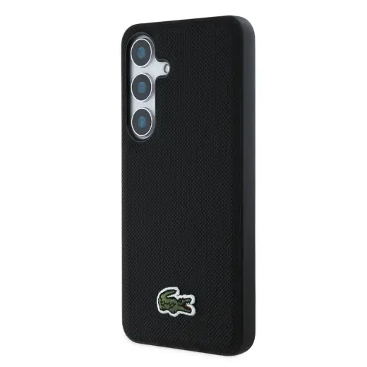 Lacoste Iconic Petit Pique Woven Logo MagSafe Case for Samsung Galaxy S25 Black