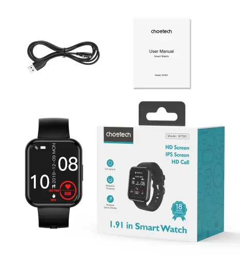 Choetech WT001 smartwatch with IP67 call answering function - black Foto 5