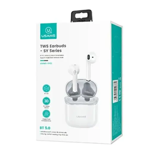 USAMS Słuchawki Bluetooth 5.0 TWS SYseries SY02 bezprzewodowe biały|white BHUSY01 Foto 12