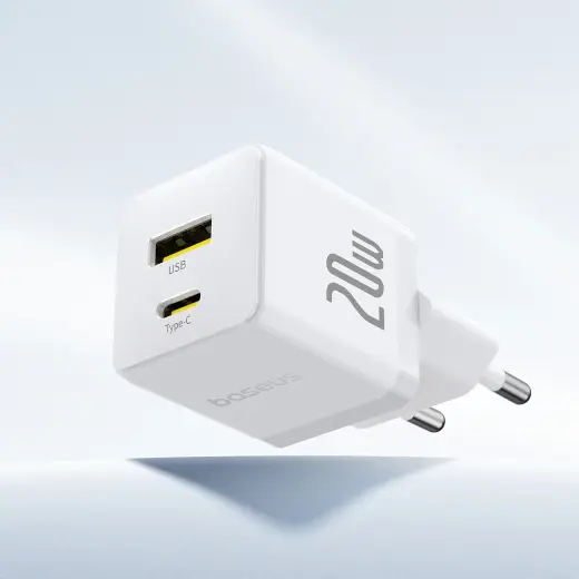Baseus Palm 20W USB-C USB-A Wall Charger - White Фото num