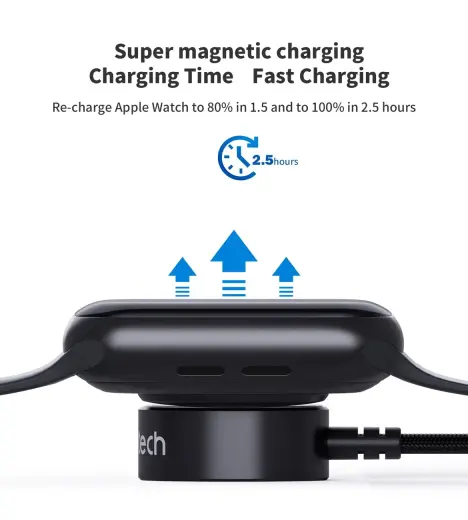 Choetech T319 MFI 5W wireless charger for Apple Watch + USB-C cable - black Foto 2