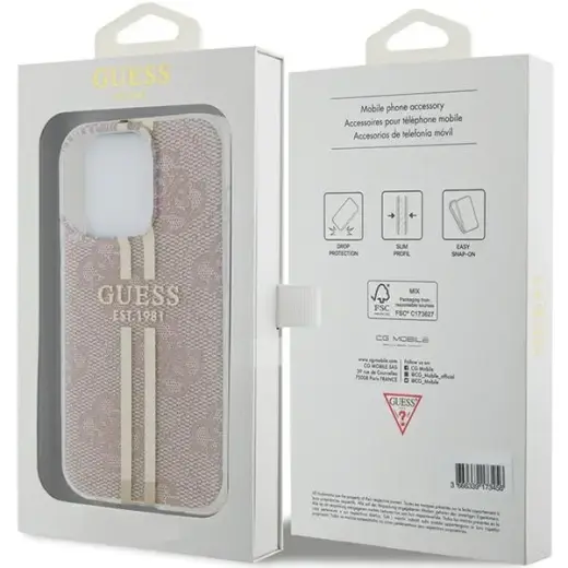 Guess IML 4G Gold Stripe case for iPhone 14 Pro Max - pink Фото num