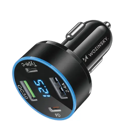 Wozinsky WDCCB Car Charger with Display 50W 2xUSB-C | 2xUSB-A - Black Foto 4