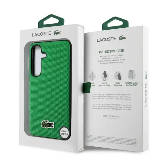Lacoste Iconic Petit Pique Woven Logo MagSafe Case for Samsung Galaxy S25 Green Foto 6