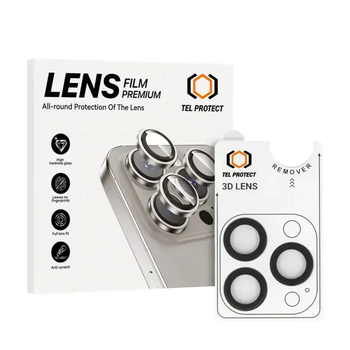 Tel Protect 3D Lens kameras aizsargstikls telefonam iPhone 14 Pro | iPhone 14 Pro Max melns (3 gab.)