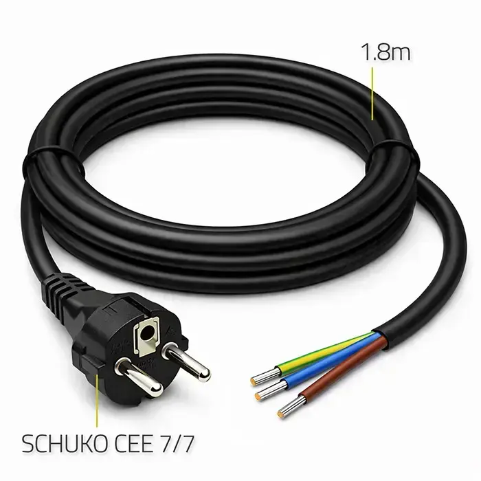 Qoltec SCHUKO CEE 7/7 power cable | copper Cu | stripped and soldered | 3x1.00 mm² | 1.8 m Foto 3