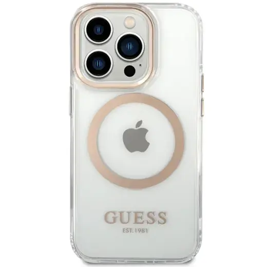Guess GUHMP15XHTRMD iPhone 15 Pro Max 6.7" złoty|gold hard case Metal Outline Magsafe Фото num