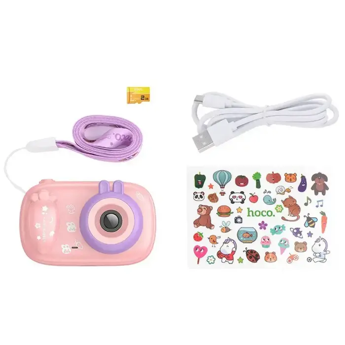 Digital kids camera with selfie function Hoco 1MP 2,0" HD Ready DV205 pink Foto 9