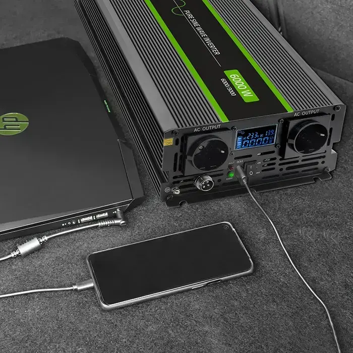 Qoltec Pure Sine Wave Inverter Monolith | 3000W | 6000W | 24V to 230V | LCD Foto 3