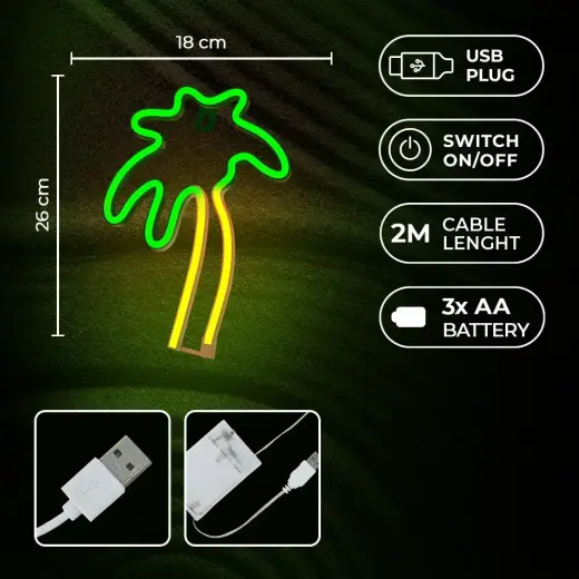 Neon LED Light PALM green orange NNE04 Neolia Фото num