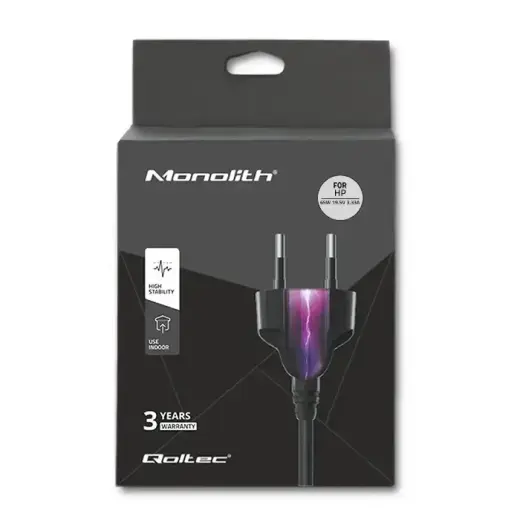 Qoltec Power adapter for laptop HP 65W | 19.5V | 3.33A | 4.5*3.0+pin | +power cable Photo