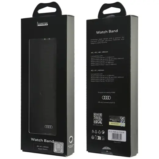 Audi Logo Genuine Leather Magnetic Ring Strap for Apple Watch 40 | 41 | 42 mm - Black Фото num