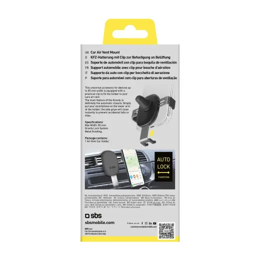 Gravity car smartphone holder with air vent clip Black Photo