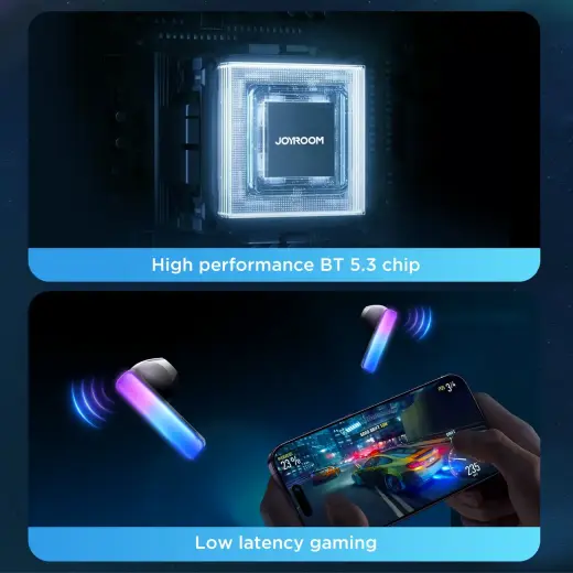 TWS Joyroom JR-TC1 IceLens Series wireless headphones with LED lights - black Foto 13