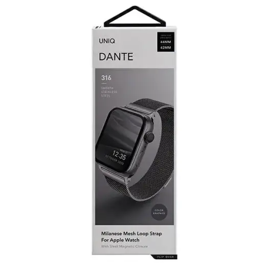 UNIQ pasek Dante Apple Watch Series 4|5|6|7|8|SE|SE2 42|44|45mm Stainless Steel grafitowy|graphite Фото num