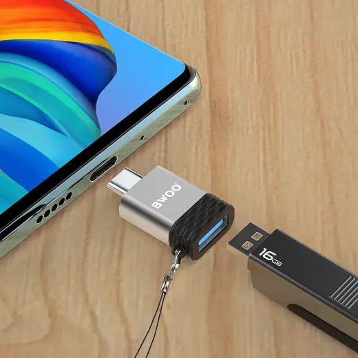 BWOO Adapter USB - USB-C Gray OTG BZ-35 Фото num