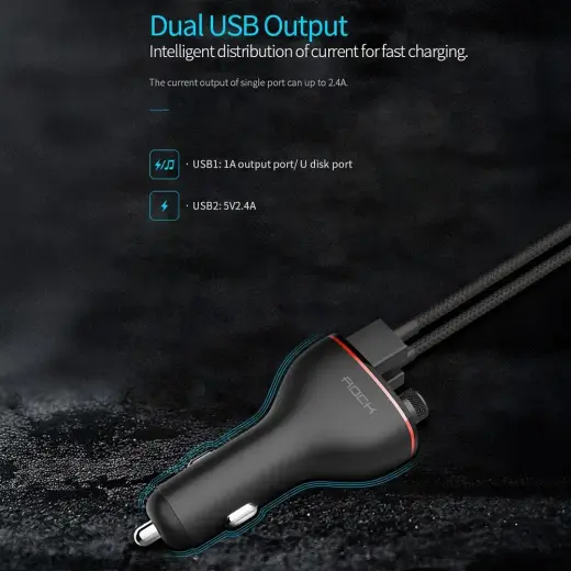 Rock Transmiter FM B300 MP3, Bluetooth - 2xUSB - black Foto 2