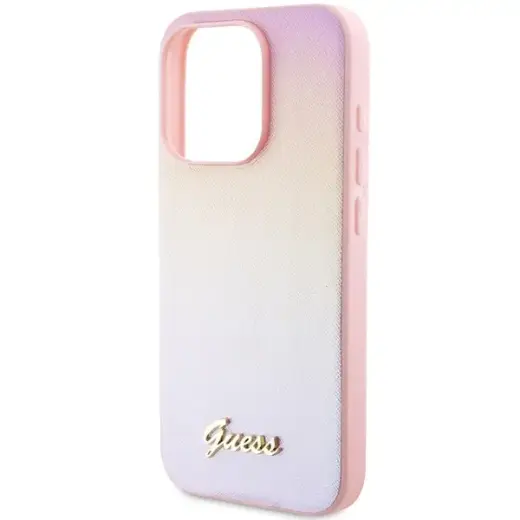 Guess Saffiano Iridescent Script case for iPhone 14 Pro Max - pink Фото num