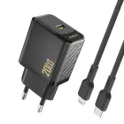 Dudao A26LEU PD 20W GaN USB-C Wall Charger with USB-C to Lightning Cable - Black Foto 1