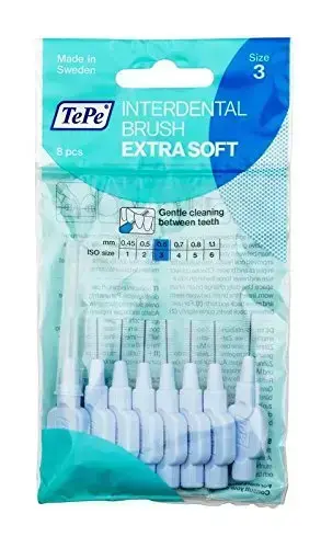 TePe Interdental Brush Extra Soft  Supersoft Dental Brush for Teeth Cleaning  Pack of 8  0.6 Mm  Medium Gaps  Blue  Size 3 Photo