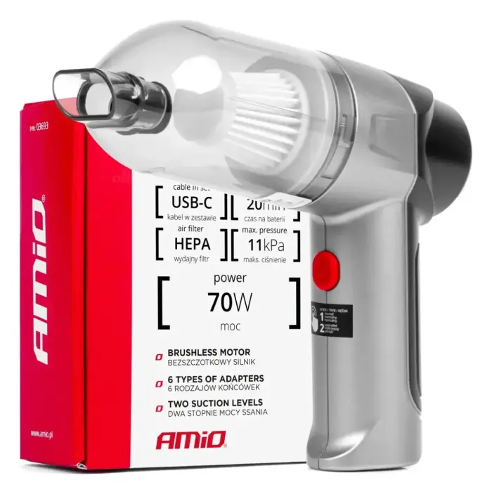 Bezvadu auto putekļsūcējs HEPA AMiO-03693