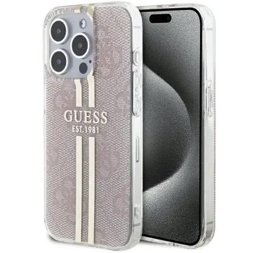 Guess IML 4G Gold Stripe case for iPhone 14 Pro Max - pink Фото num