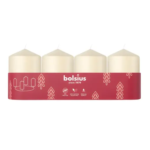 Candle cylinder 4 pcs. Ø60x40mm cream color