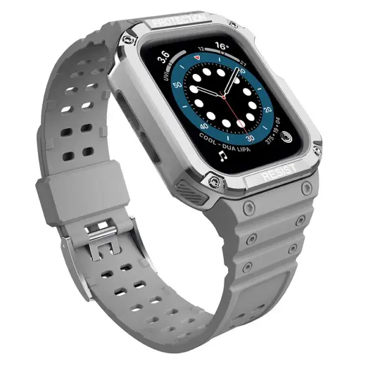 Protect Strap Band Band with Case for Apple Watch 7 | SE (41|40 | 38mm) Case Armored Watch Cover Gray Фото num