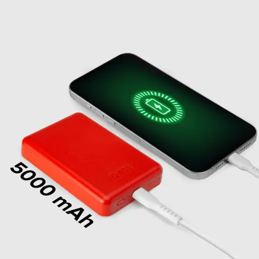 5000 mAh беспроводной магнитный Внешний аккумулятор (powerbank) Красный Фото num