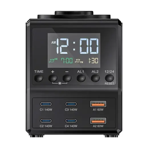 Blitzwolf BW-FW10 alarm clock with charger 2xUSB-A, 4xUSB-C, 240W Foto 4