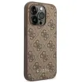 Guess GUHCP14LG4GFBR iPhone 14 Pro 6,1" brązowy|brown hard case 4G Metal Gold Logo Фото num