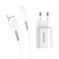 Dudao 2x USB mājas USB ceļojuma ES adapteris sienas lādētājs 5V|2.4A + Lightning kabelis balts (A2EU + Lightning balts) Foto 1