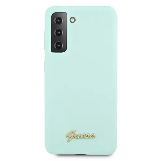 GUHCS21MLSLMGLB Guess Silicone Metal Logo Script Cover for Samsung Galaxy S21+ Light Blue Фото num