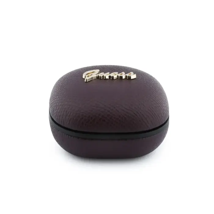 Guess PU Grained Script Metal Logo ENC TWS Wireless Earphones Burgundy