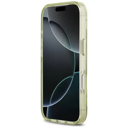 Case Guess IML Glitter Flowers Triangle  MagSafe for iPhone 17 Pro green Foto 5