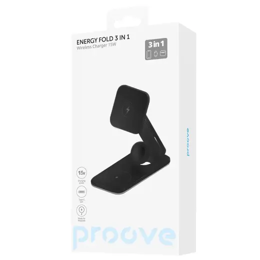 Proove wireless charger Energy Fold 3 in 1 black Фото num
