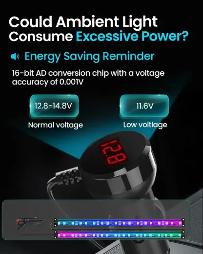 Car Cigarette Lighter Socket Splitter B39-C - 3 sockets + USB + Type C - QC 3.0 PD 3A 120W with display and cable Foto 7