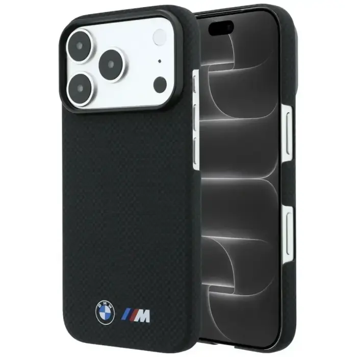 Case BMW M Real Kevlar with Printed Logos and MagSafe for iPhone 18 Pro / 17 Pro – Black