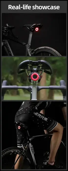 Rockbros Q5 Rear Bike Light with Intelligent Stop System - Black Foto 22