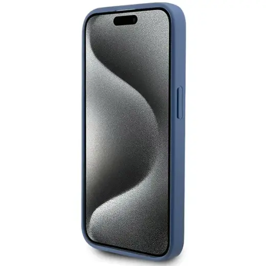 Guess GUHMP15XG4GFRB iPhone 15 Pro Max  6.7" niebieski|blue hardcase 4G Collection Leather Metal Logo MagSafe Photo
