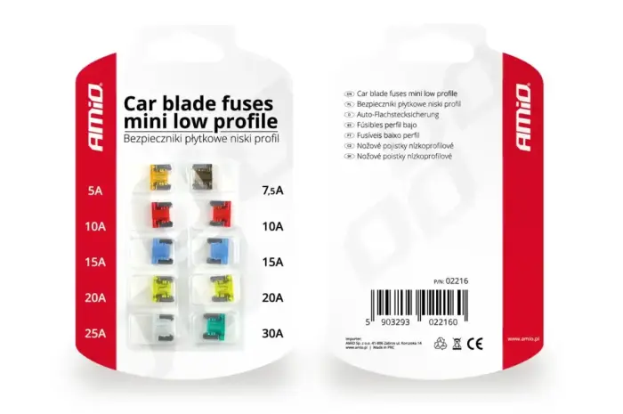 Автомобильные плоские предохранители mini low profile, 10 шт.