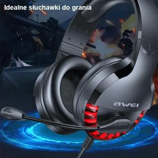 AWEI słuchawki gaming ES-770i nauszne gamingowe z mikrofonem czarny|black Foto 4