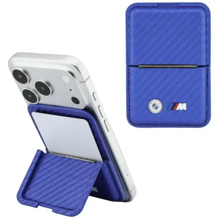 Wallet BMW M Carbon Metal Logos MagSafe blue