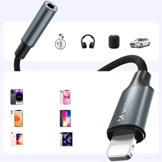 Wozinsky WALJ-01 Lightning adapter - 3.5mm mini jack - black Foto 7