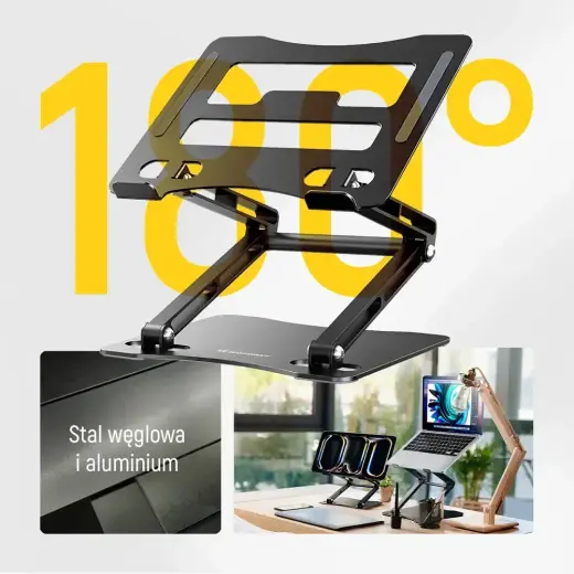 Wozinsky WRS-CPY75DSB Aluminum Laptop and Tablet Stand + Free Smartphone Stand - Black Foto 3