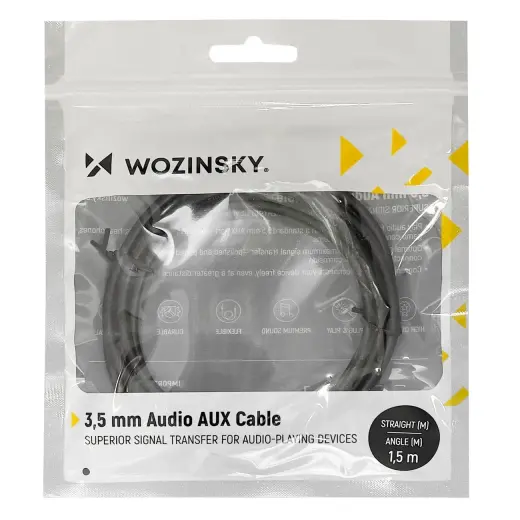 Wozinsky AUX cable angled (male-male) mini jack cable 2 m black Photo