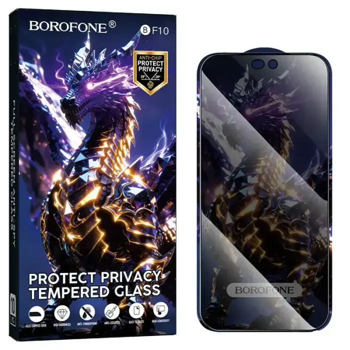 Borofone Tempered glass BF10 Armor Full Screen Anti-spy for Iphone 17e/16e/14/13/13 Pro - 10 pieces