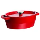Чугунная кастрюля Pyrex 3,8 л овальная 29x21 см красная Фото num
