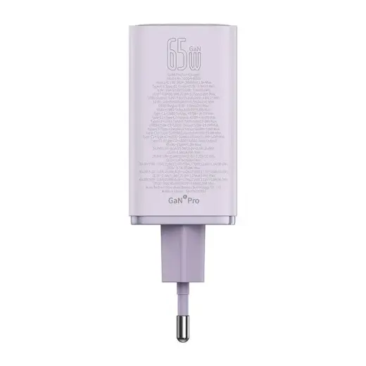 Baseus GAN6 Pro Fast Charger, 2xUSB-C + 2xUSB, 65W (purple) Foto 3